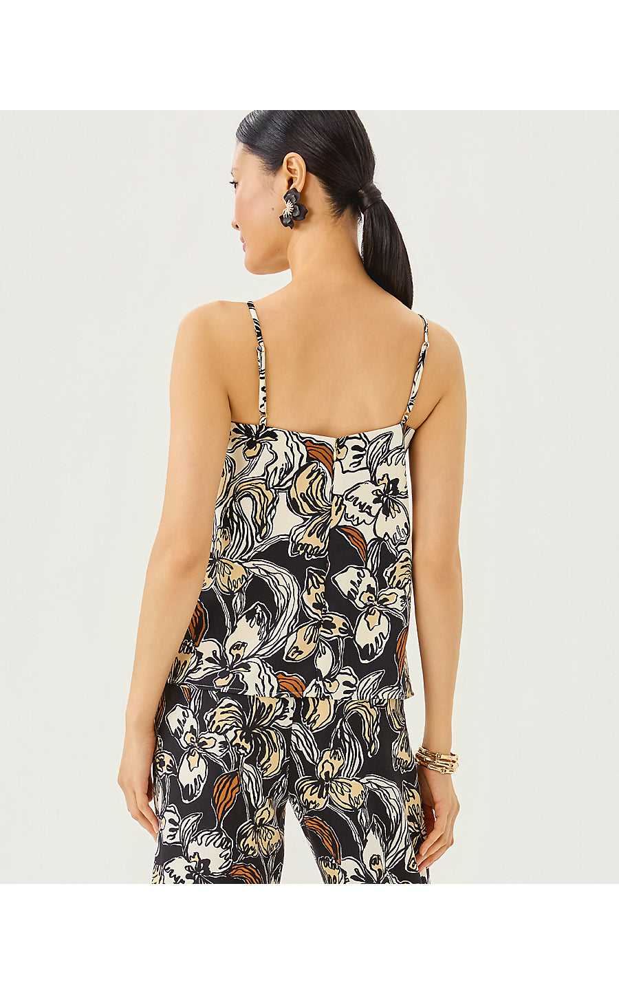 JESSLYN TOP, ONYX IRISISTABLE ENGINEERED WOVEN TOP