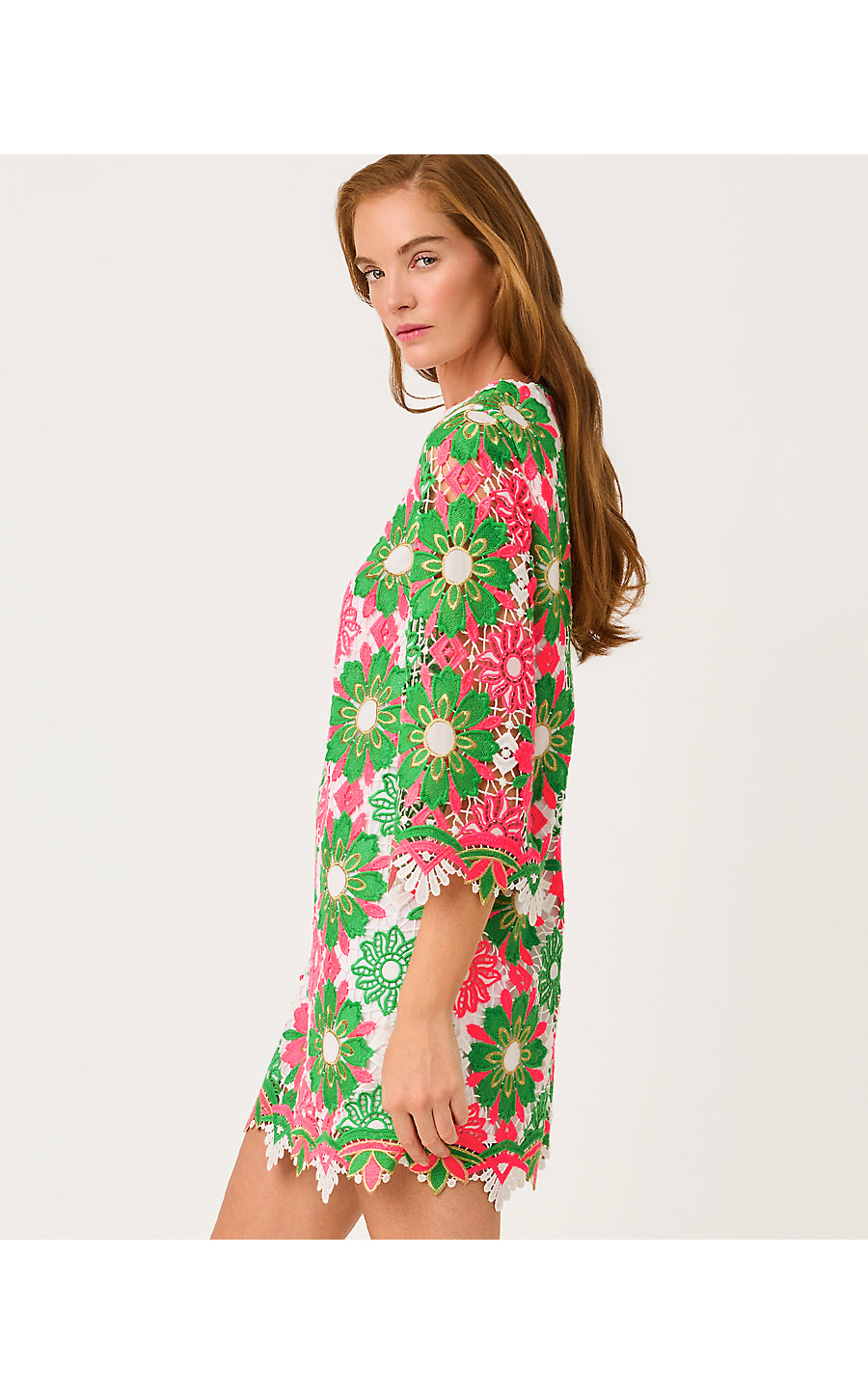 JOURI LACE DRESS, CHERRY BLOSSOM PINK SUNSHINE TILE LACE
