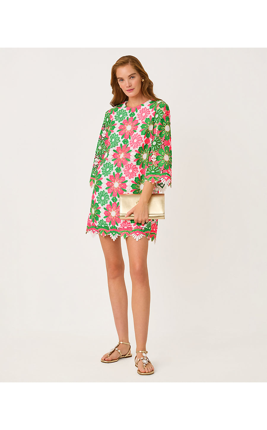 JOURI LACE DRESS, CHERRY BLOSSOM PINK SUNSHINE TILE LACE