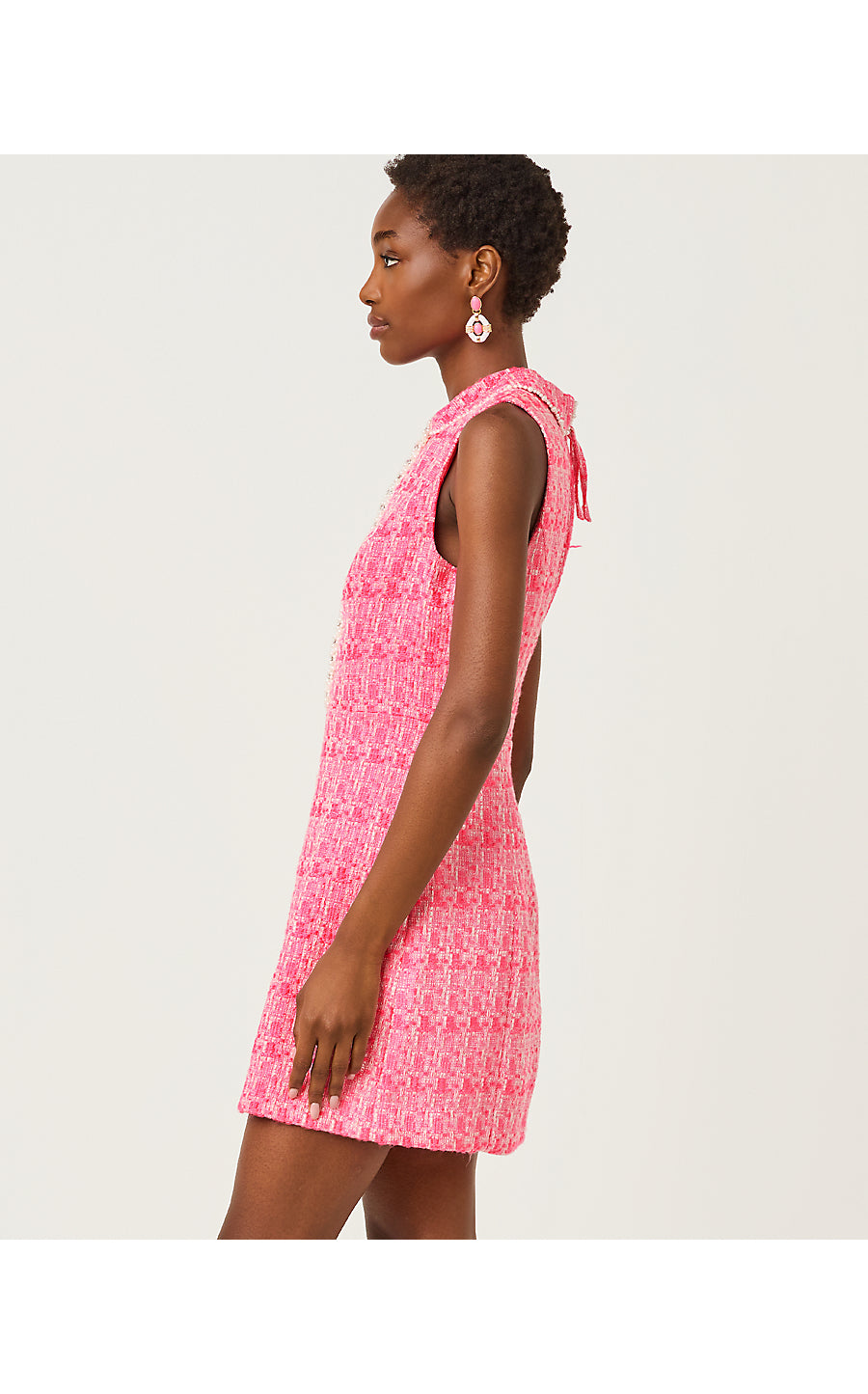 TWILA SKIRTED ROMPER, CHERRY BLOSSOM PINK BLURRED LINES BOUCLE