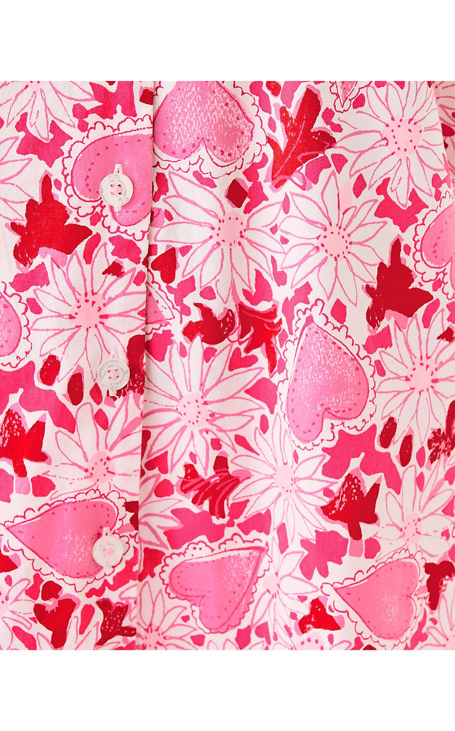 MARI PJ BUTTON-UP TOP, COCONUT DEAR HEART