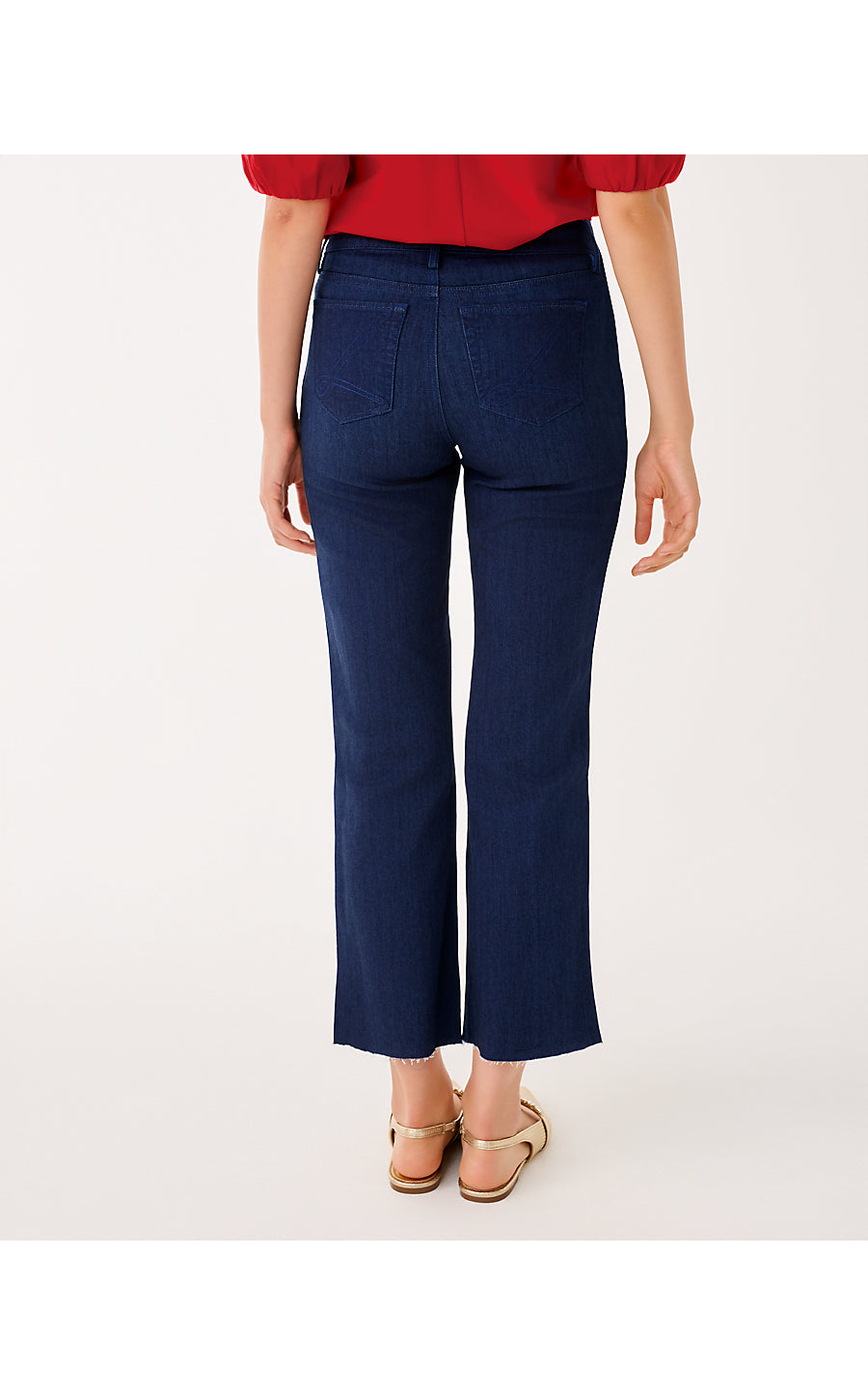 LINDESSA EMBELLISHED CROP PANT, DARK WASH
