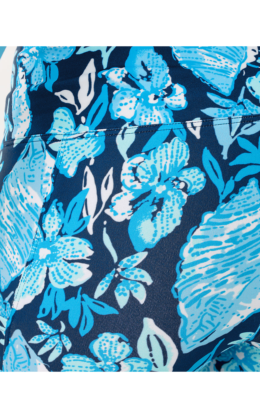 WEEKENDER HIGH RISE MIDI LEGGING, LOW TIDE NAVY CROSSGRAIN SEASHELL SPLENDOR