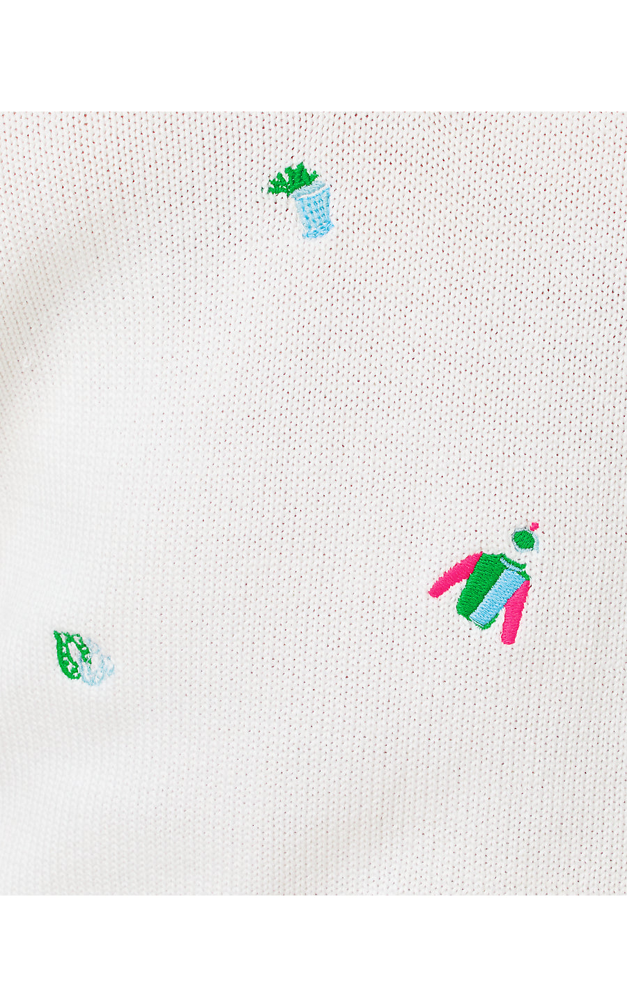 SUZETTE SWEATER, RESORT WHITE DERBY DITSY EMBROIDERY