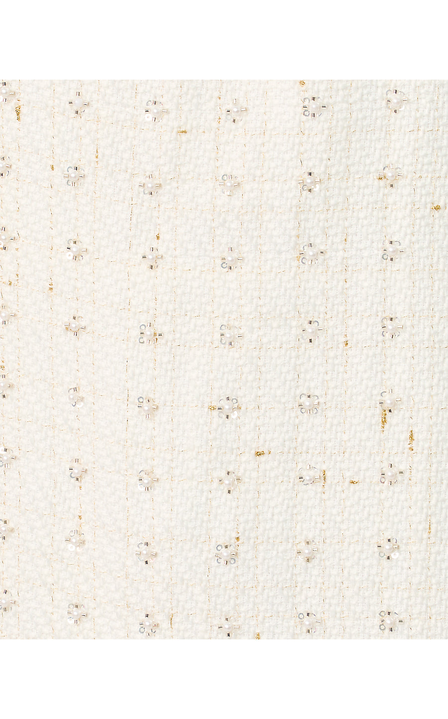 ANDERS SKIRTED ROMPER, RESORT WHITE FLOWER PEARL EMBELLISHED BOUCLE