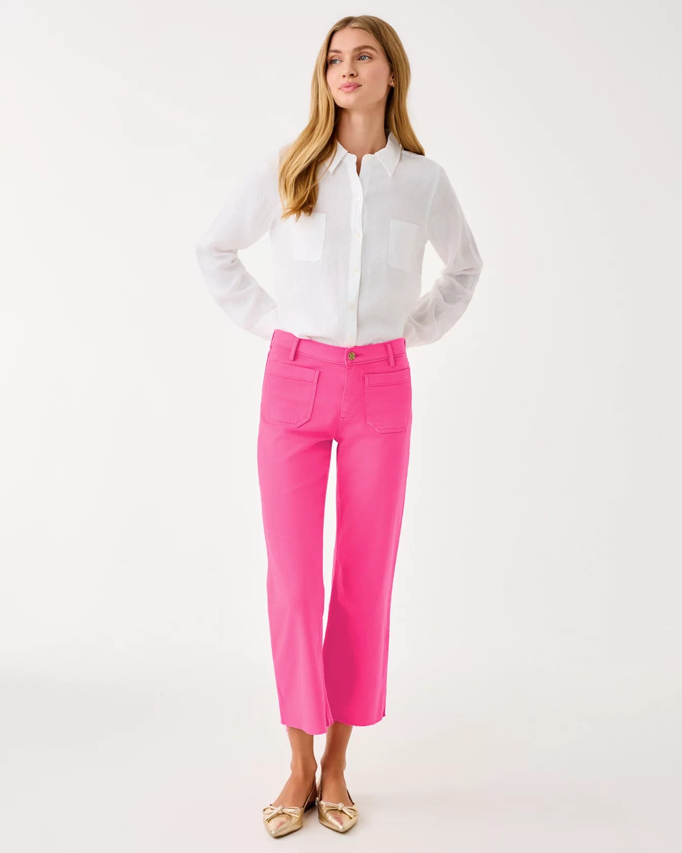 HARLEEN HIGH RISE CROP JEAN, SUN SHELL PINK