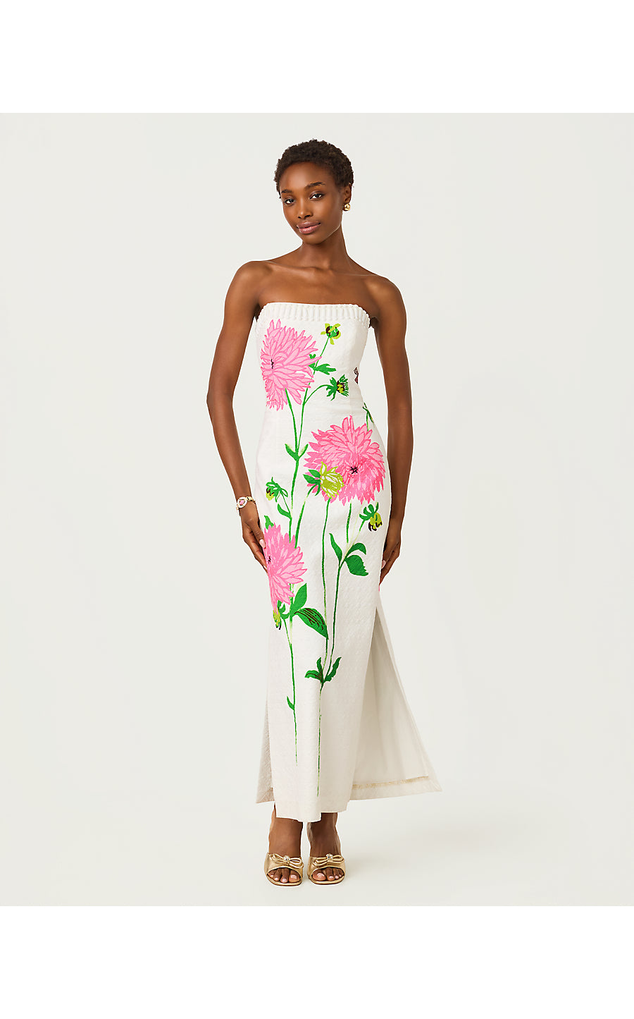 ELYSE STRETCH MAXI DRESS, RESORT WHITE MARYAN ENGINEERED WOVEN MAXI