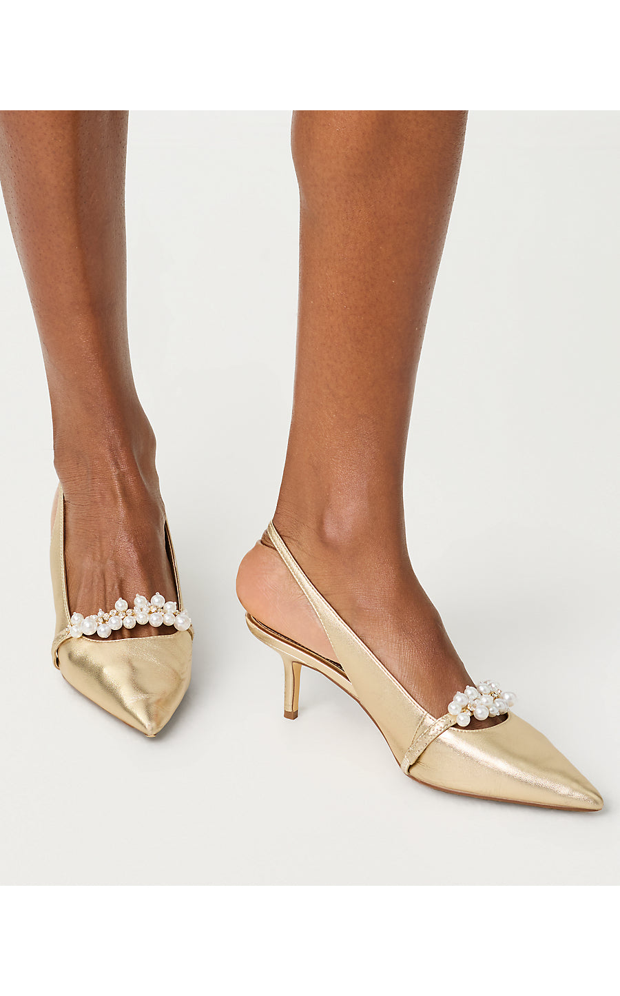 TAMARA PEARL KITTEN HEEL, GOLD METALLIC