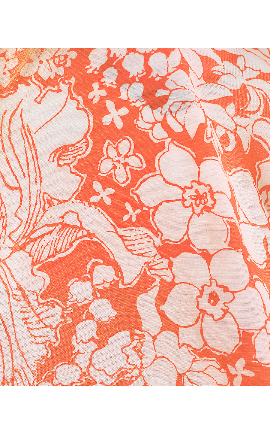 LOURDES SHORT SLEEVE TOP, SUNSET ORANGE BUDDING ROMANCE