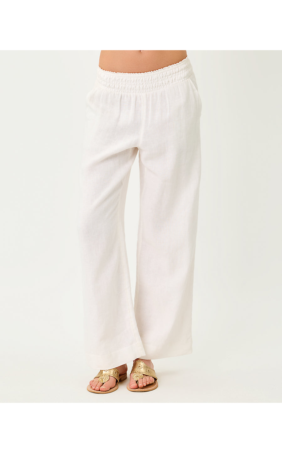 MIRABELLA LINEN PALAZZO PANT, RESORT WHITE