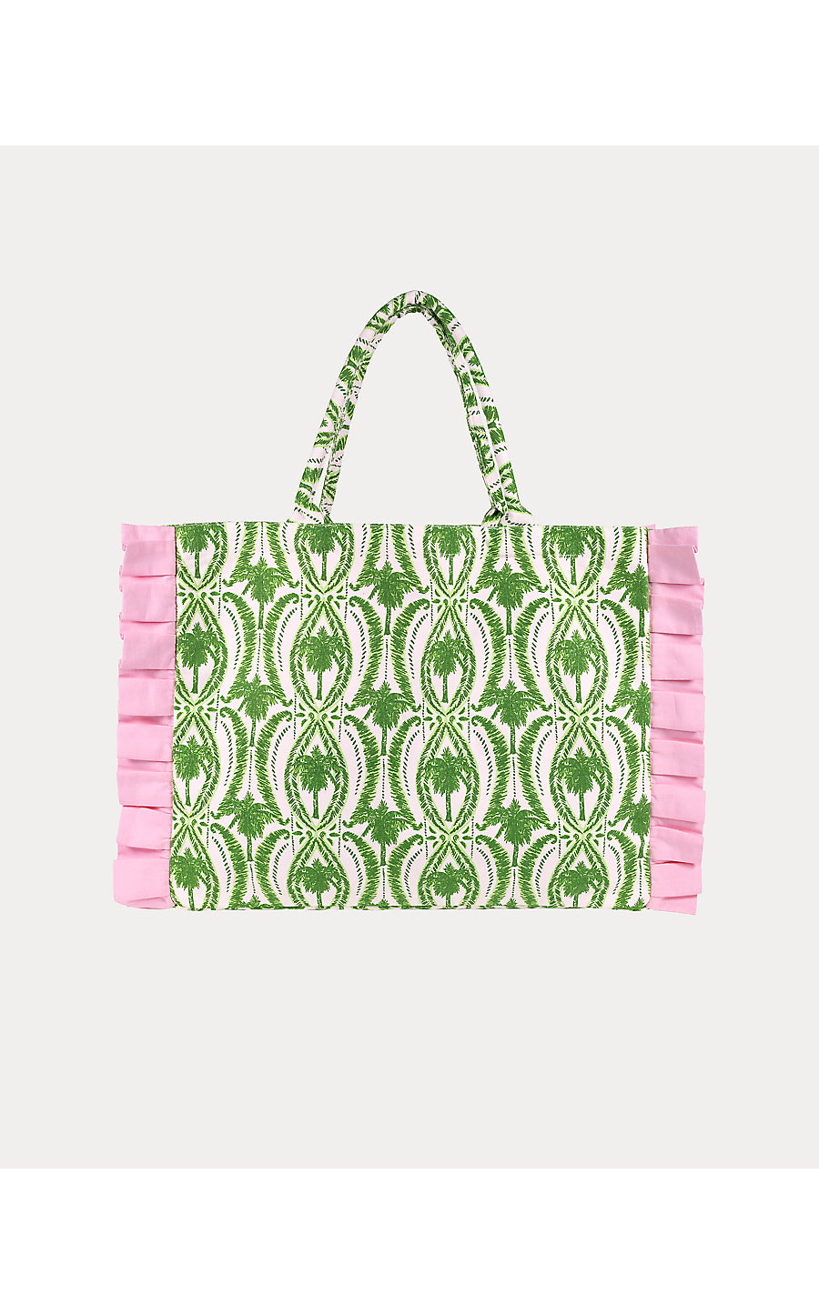 Ruffle Tote, Textured Palm Stripe