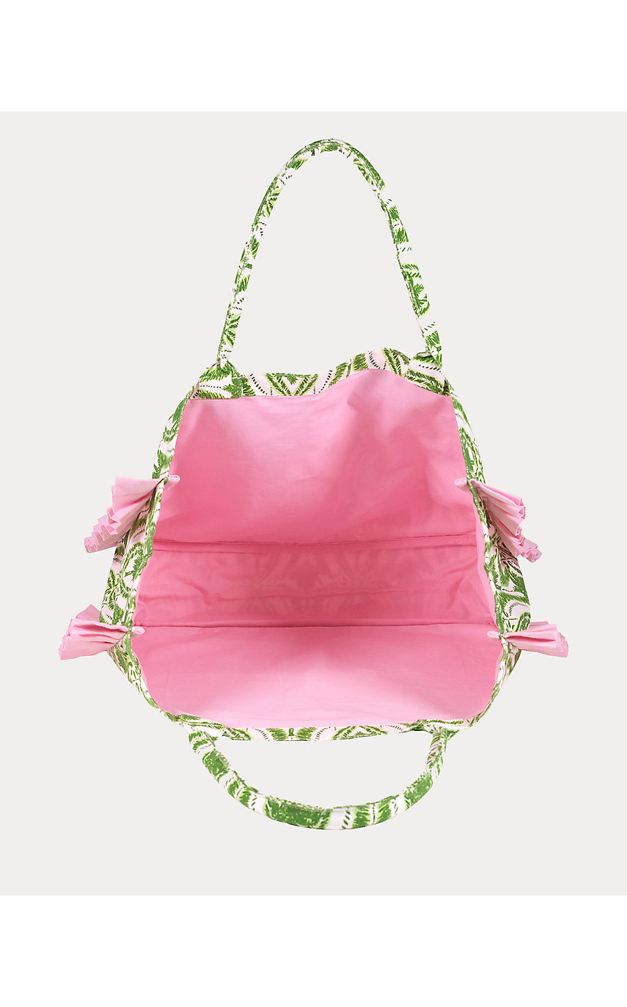 Ruffle Tote, Textured Palm Stripe
