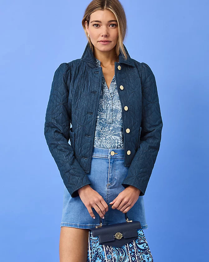 Peyser Quilted Denim Jacket - Dark Wash Butterfly Quilted Indigo Denim