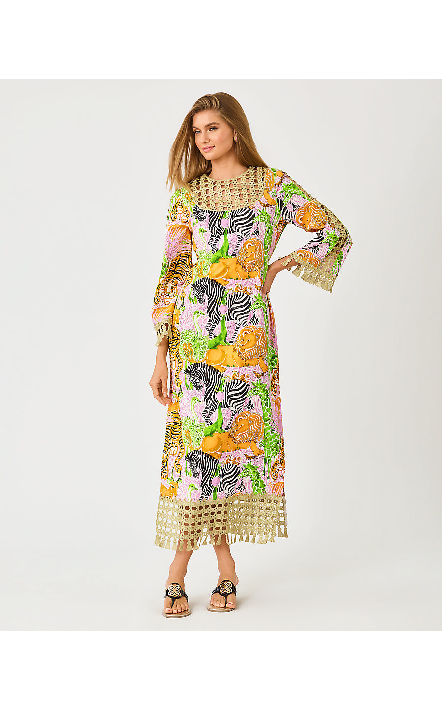 STROTHERS STRETCH MAXI SHIFT, MULTI LILLYS ZOO ENGINEERED WOVEN MAXI