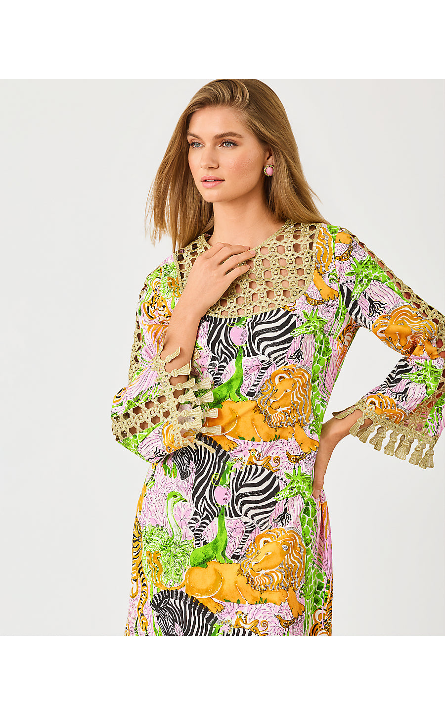 STROTHERS STRETCH MAXI SHIFT, MULTI LILLYS ZOO ENGINEERED WOVEN MAXI