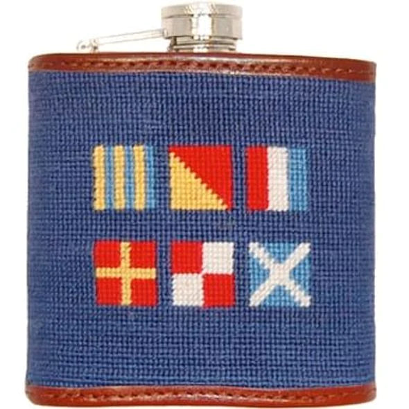 NEEDLEPOINT FLASK, NAUTICAL FLAGS