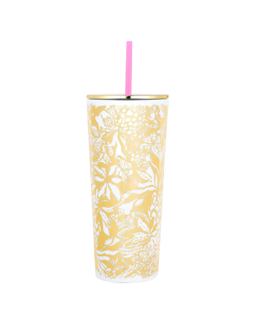Tumbler w/Straw, Safari Sangria Gold
