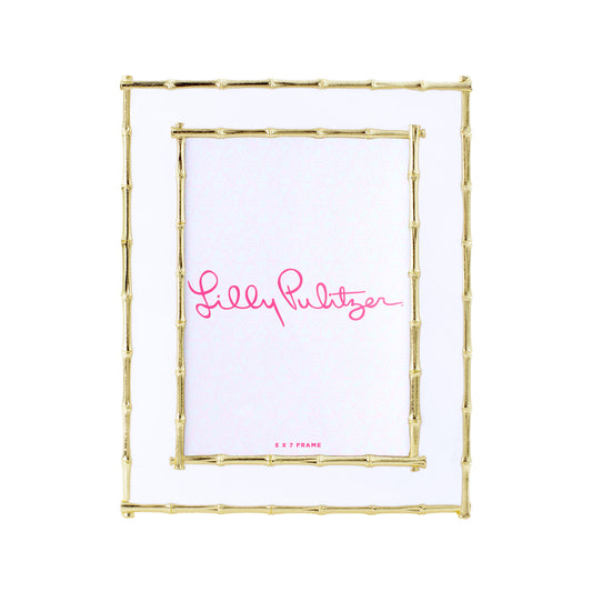 Enamel 5" X 7" Picture Frame, Bamboo (White)