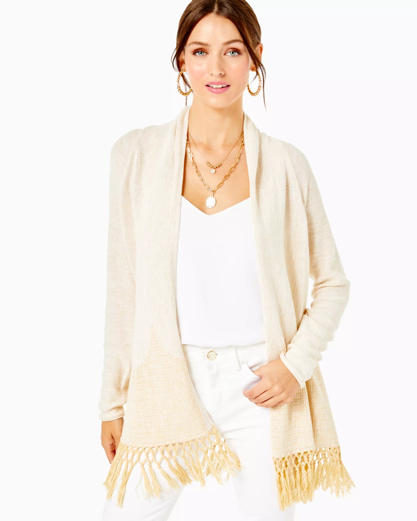 TATUM CARDIGAN, GOLD METALLIC