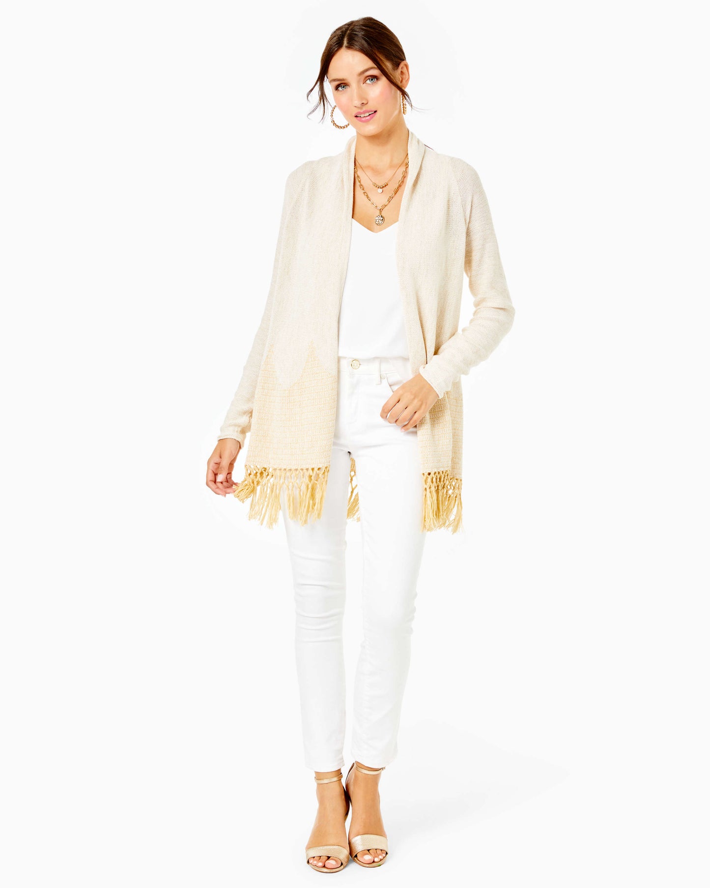 TATUM CARDIGAN, GOLD METALLIC