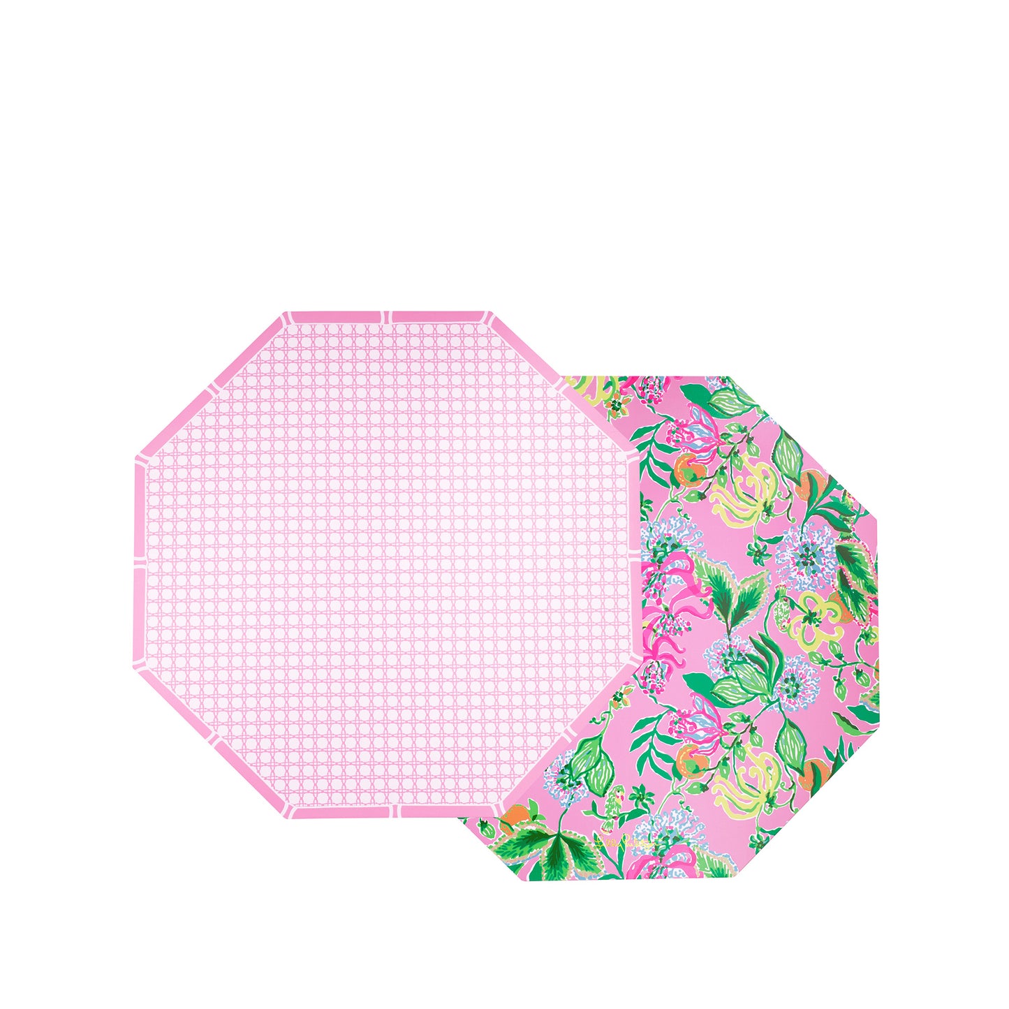 Reversible Placemats, Via Amore Spritzer/Conch Shell Pink Caning