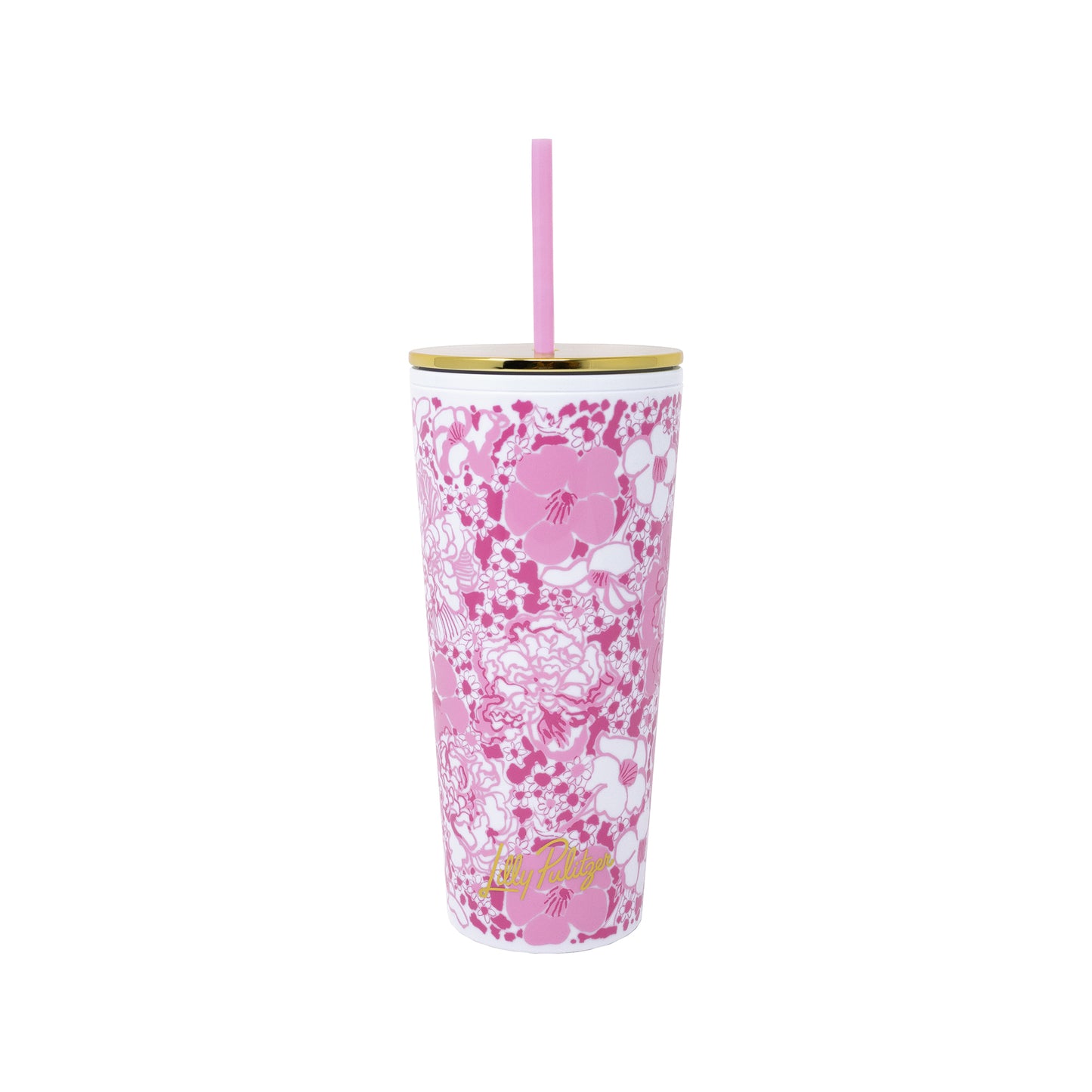 Tumbler with Straw, Conch Shell Pink Burst of Joy