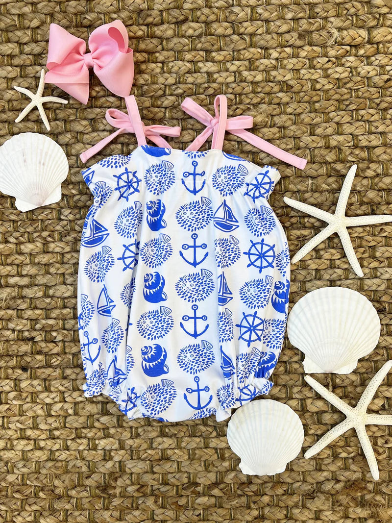 Rosey Romper - Wilmington Waters (Worth Avenue White) with Pier Party Pink