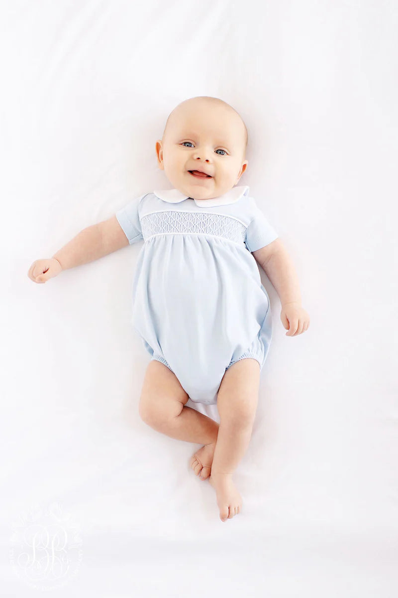 Short Sleeve Banbury Bubble - Buckhead Blue with Worth Avenue White Smocking