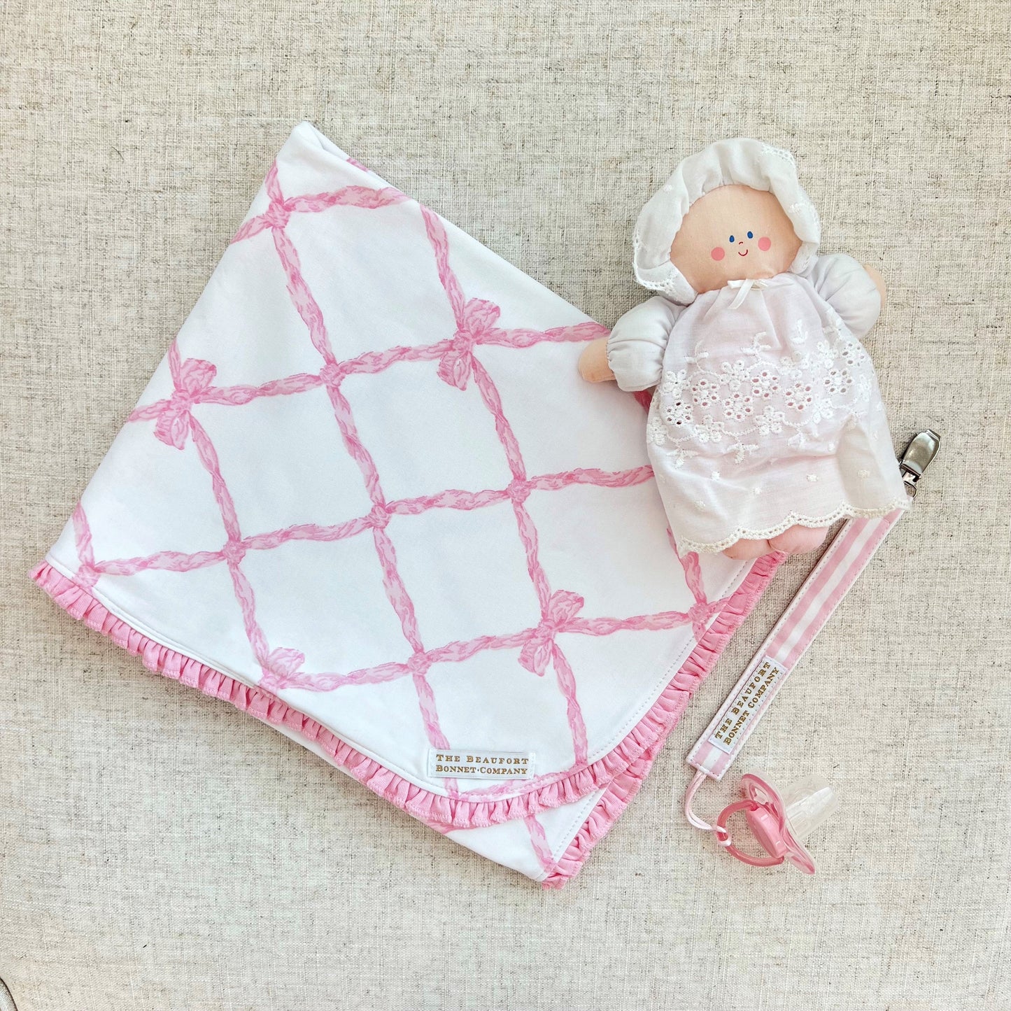 Baby Buggy Blanket,
Belle Meade Bow/Pier Party Pink