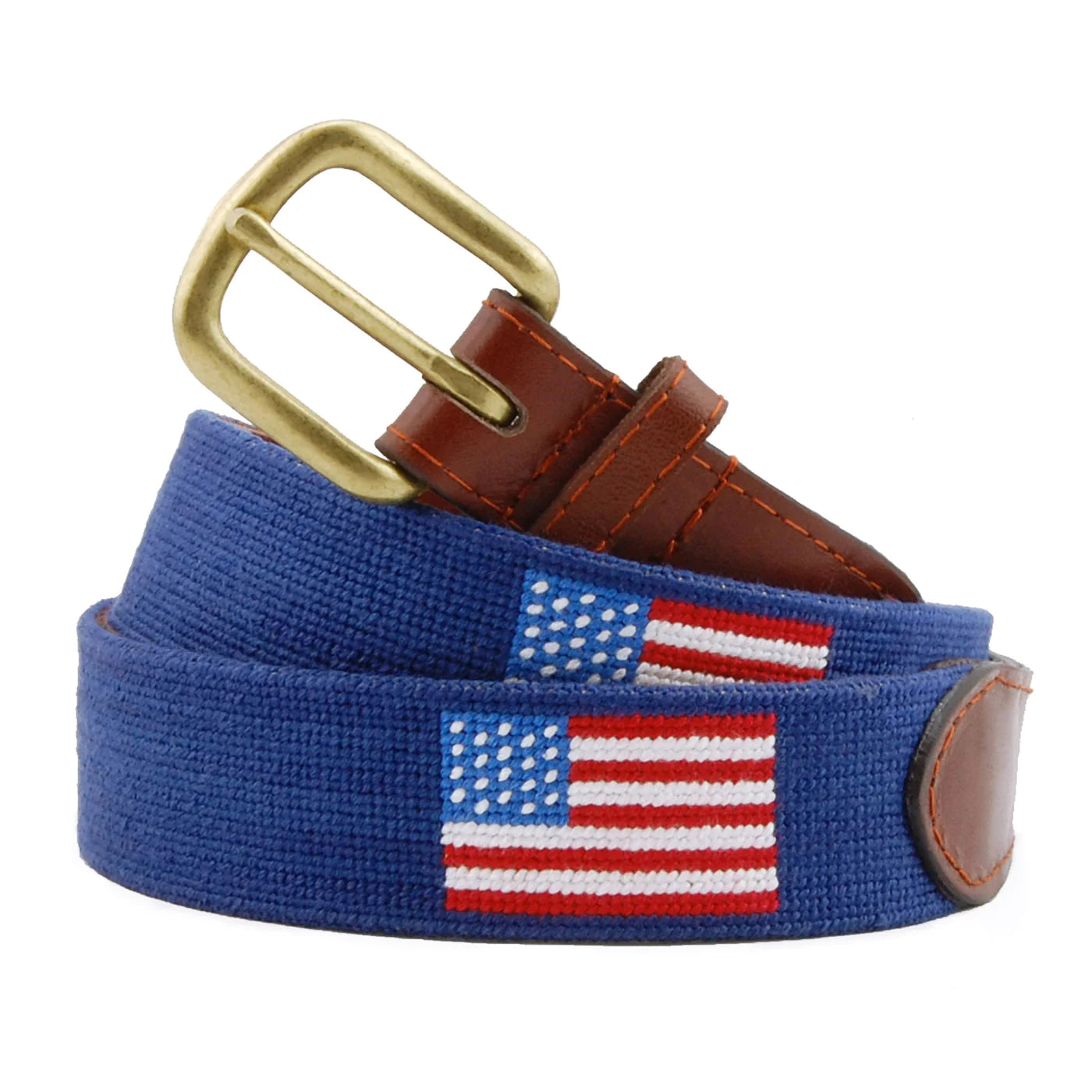 NEEDLEPOINT BELT, AMERICAN FLAG
