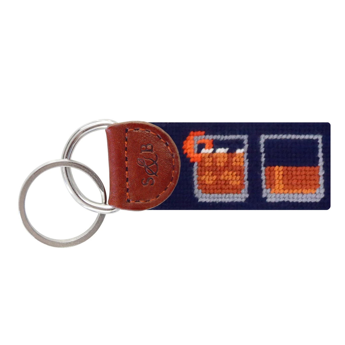 NEEDLEPOINT KEY FOB, BOURBON 5 WAYS