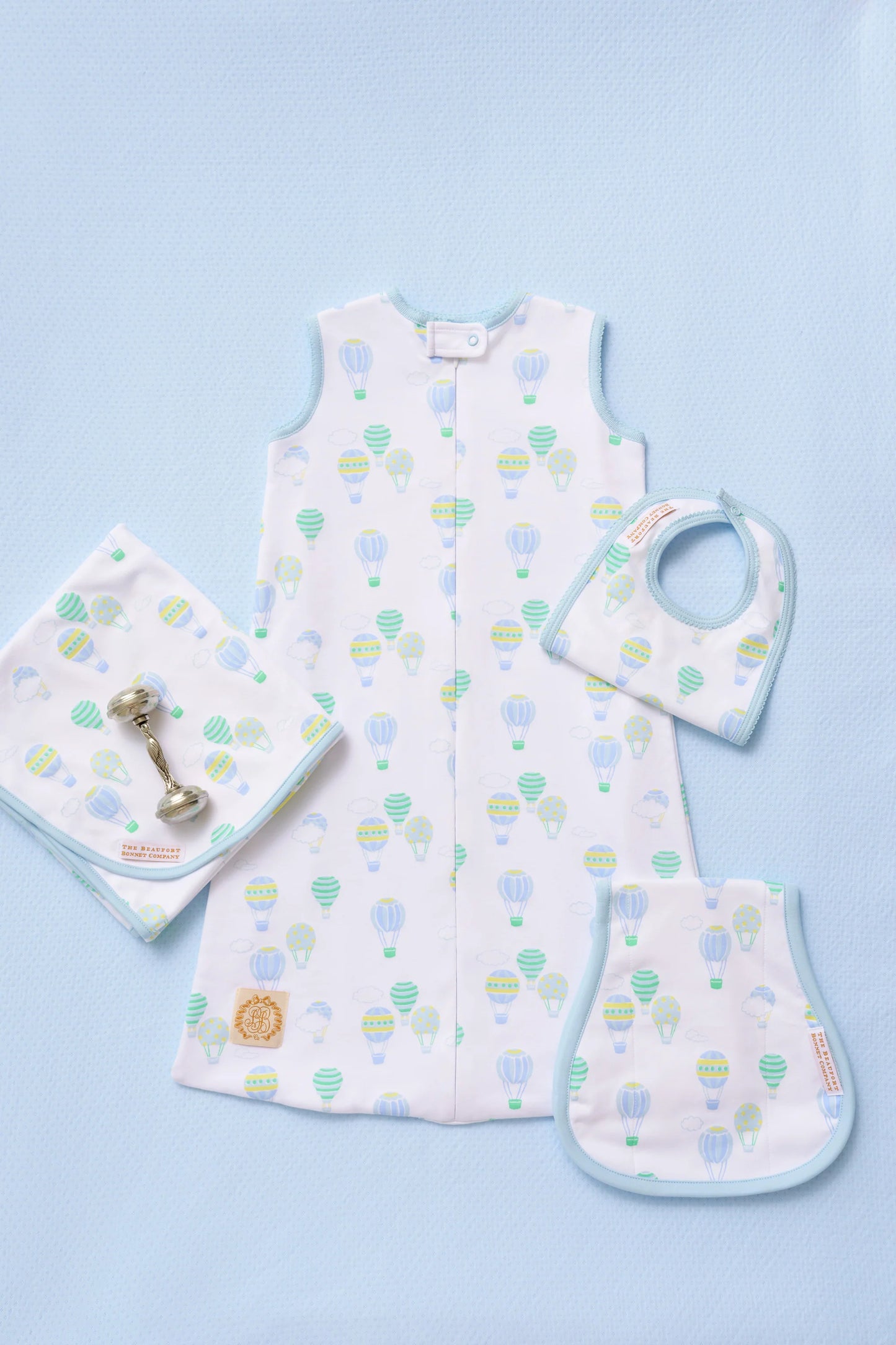 Burp Me Bib Up Up and Away (Blue) with Buckhead Blue