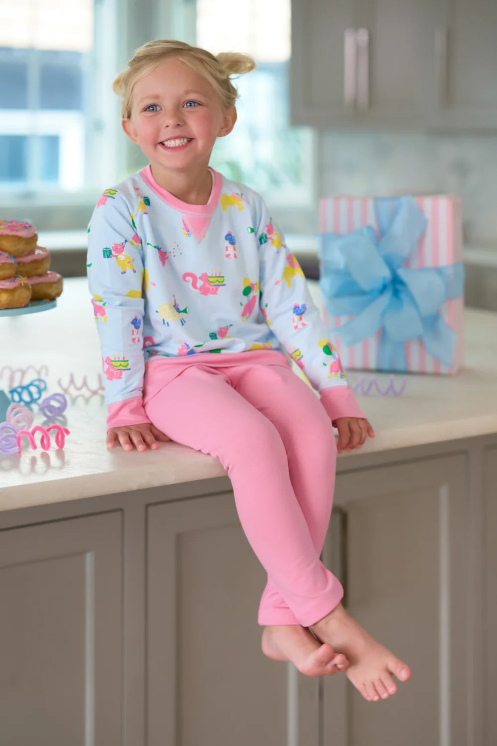 Cassidy Comfy Crewneck - Girls - French Terry,
Party on Party Animal/Hamptons Hot Pink