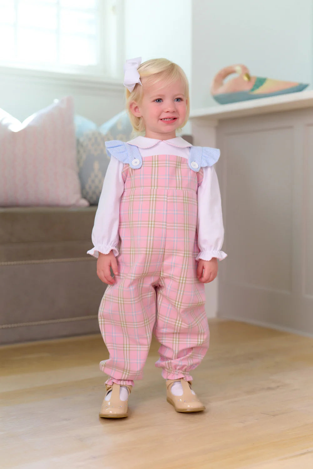 Emma's Elbow Patch Top - Onesie,
Worth Avenue White/Palm Beach Pink