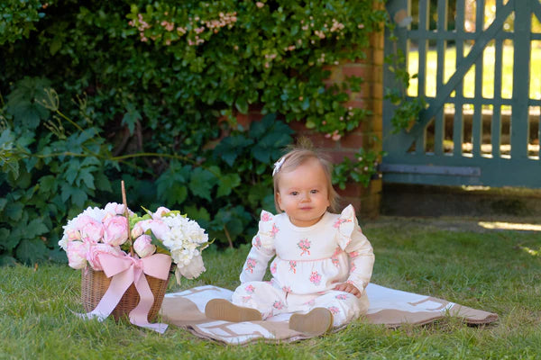 Leigh Ann Angel Sleeve Romper - Nonesuch Stems (Palmetto Pearl)/Sandpearl Pink