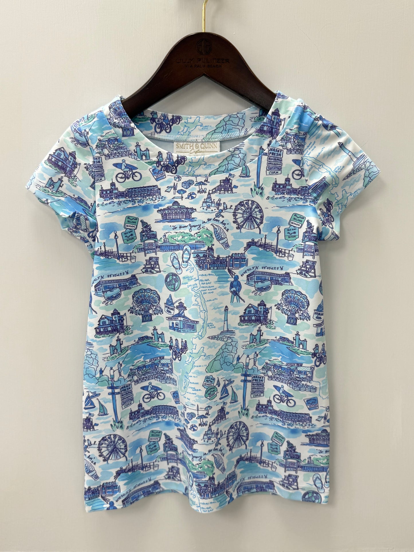 LITTLE SIERRA DRESS, PALM PLACE CUSTOM BLUE/TEAL