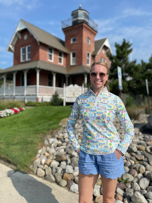 AVA 1/4 ZIP, PALM PLACE CUSTOM, CLASSIC