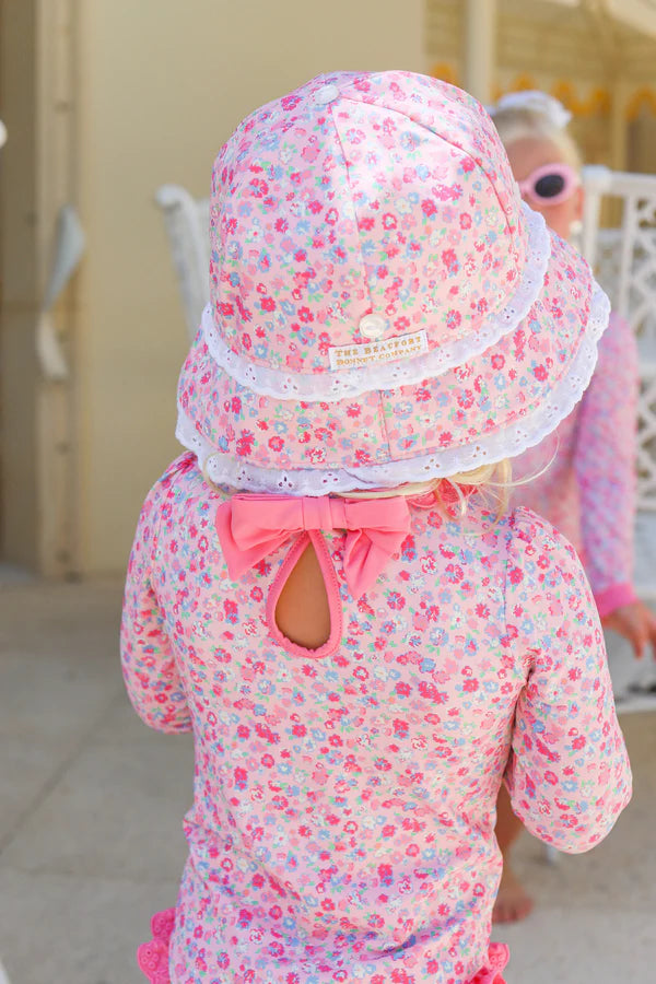 Beaufort Bucket (UPF 35+) - Mableton Mini Floral (Pink) with Worth Avenue White