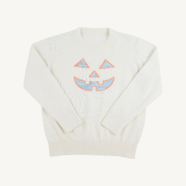 Isaac's Intarsia Sweater, Palmetto Pearl/Pumpkin Face