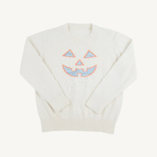 Isaac's Intarsia Sweater, Palmetto Pearl/Pumpkin Face