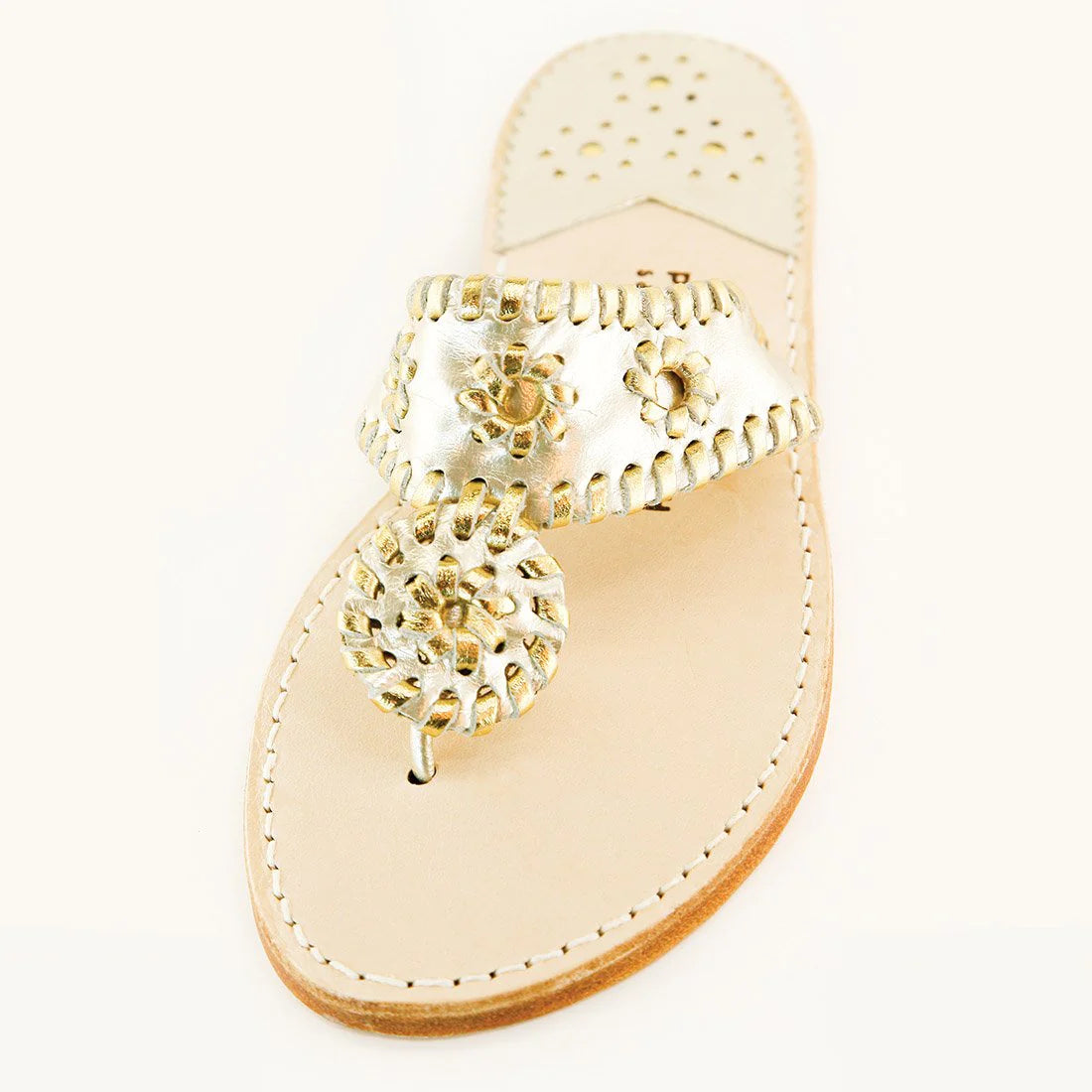 PALM BEACH SANDALS, PLATINUM/GOLD