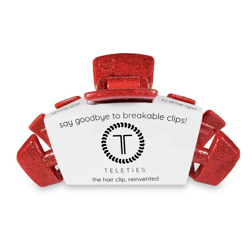 Teleties Classic Hair Clip - Red Glitter