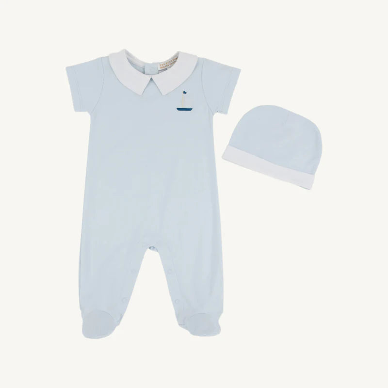 Rock Me Romper - Buckhead Blue with Worth Avenue White & Boat Embroidery