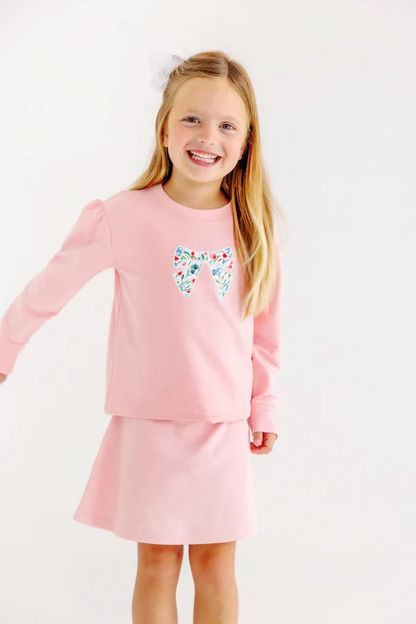 Cassidy Comfy Crewneck Puff Sleeve,
Sandpearl Pink/Fair St Floral/Bow