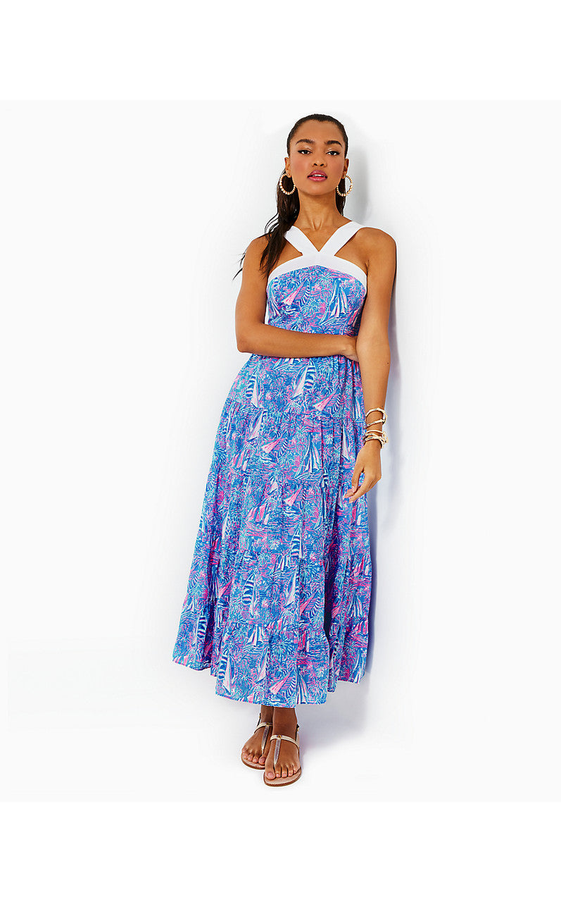 JENETTE COTTON HALTER MAXI, BOCA BLUE ITS A SAILABRATION Palm Place JENETTE COTTON HALTER MAXI, BOCA BLUE ITS A SAILABRATION Palm Place