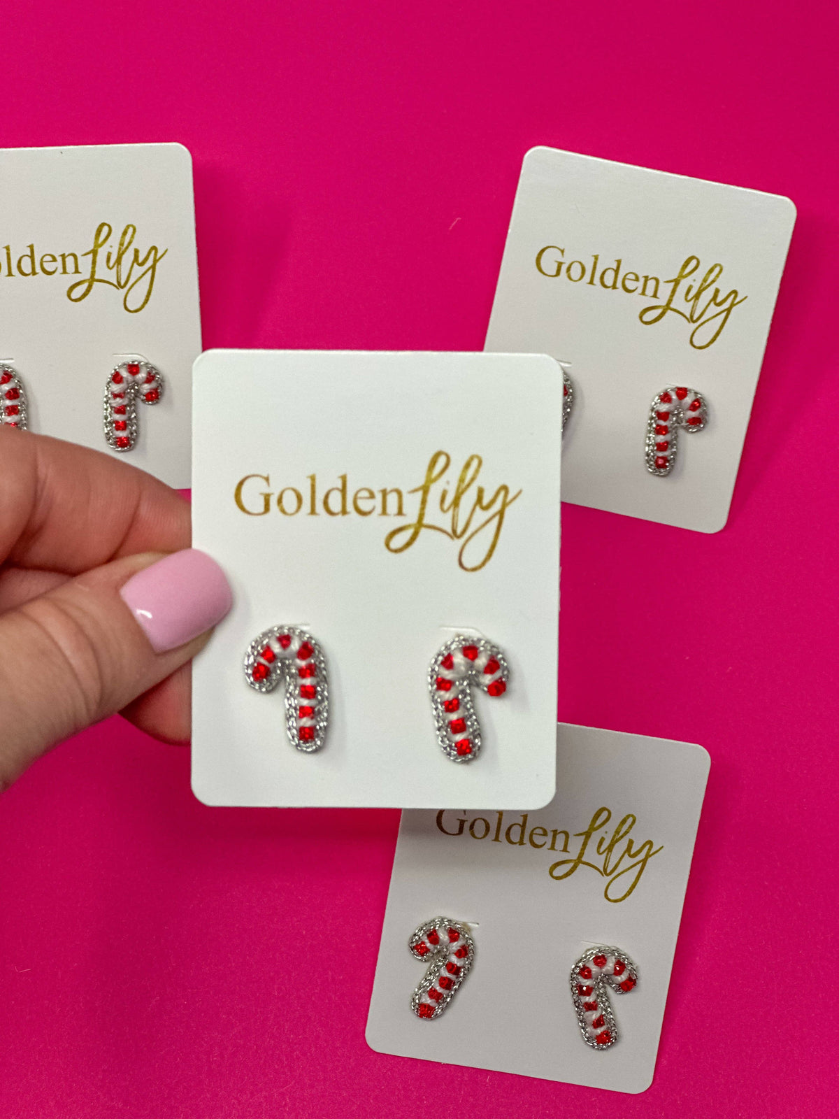 Christmas Candy Cane Stud Earrings