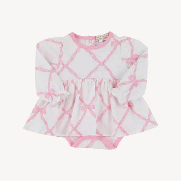 LS Daisy Diaper Cover Dress,
Belle Meade Bow/Pier Party Pink