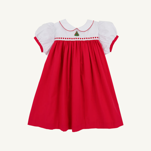 Mary Dal Dress - Broadcloth, Worth Ave White/Richmond Red