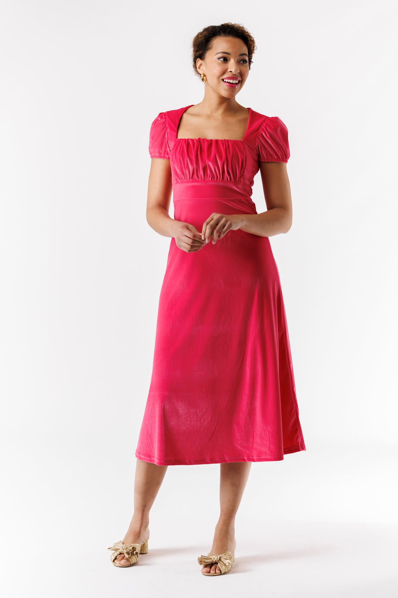 FELICITY DRESS, RASPBERRY VELVET