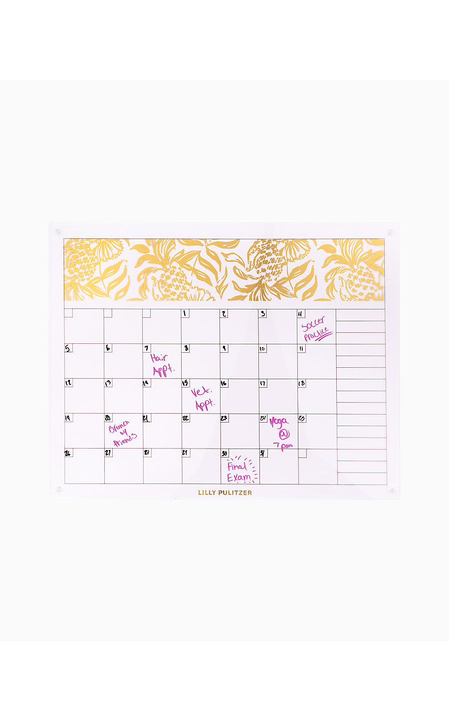 Acrylic Dry Erase Calendar, Gold Metallic Bon Vivants